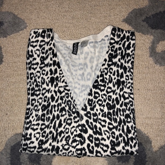 Divided Sweaters Black White Leopard Print Cardigan Poshmark